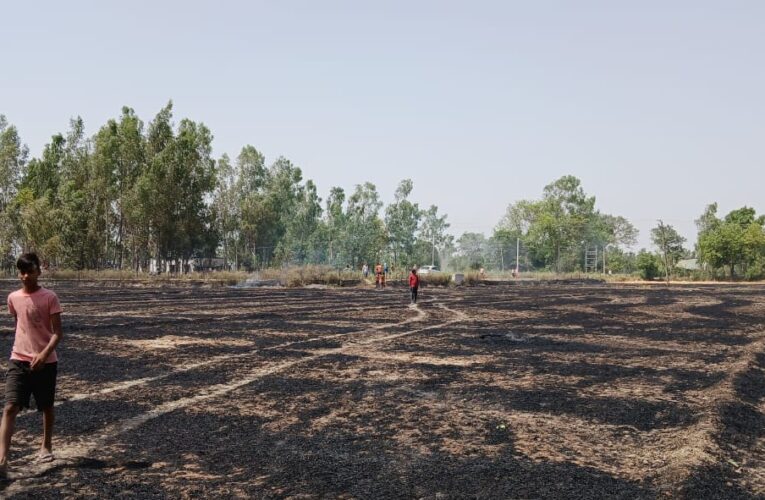 खेतों में आग लगने से शिवगढ़ नगर पंचायत में मची अफरा तफरी