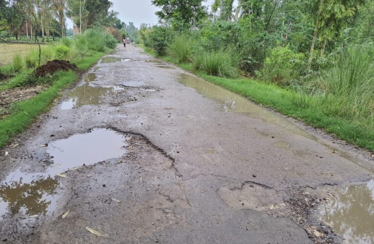 भवानीगढ़-सूरजपुर सम्पर्क मार्ग गड्ढों में तब्दील ! चलना हुआ दुश्वार