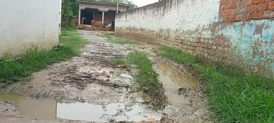 Shivgarh Rajbaha-Raghunathganj link road turned into potholes and difficult to walk.