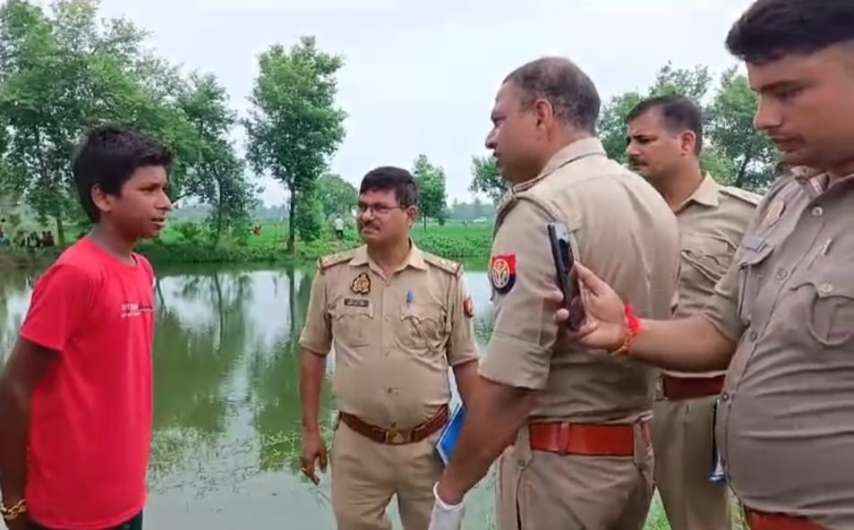 There was a stir after the dead body of a young man was found tied with a rope in the pond.